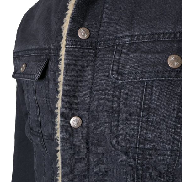 NWOT Faherty Timberline Trucker Jacket Medium - Sherpa Collar- Washed Black $298 - Picture 12 of 13